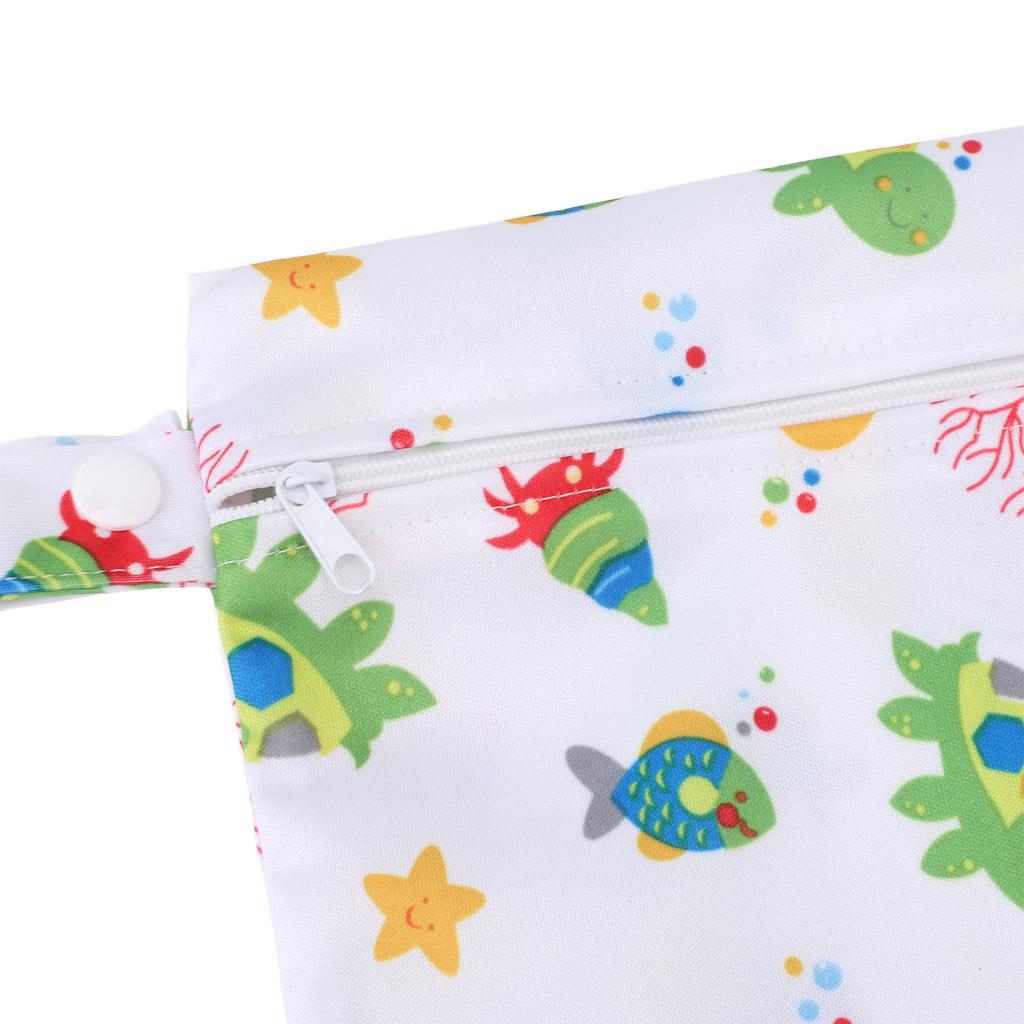 3pcs Wet Dry Bags for Diaper Bag Water Resistant Reusable Zipper Closure Snap Handle Printed Cloth Diaper Wet Dry Bags for Swimsuits Wet Clothes B17