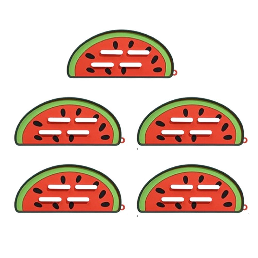 5 pieces Soft Silicone Drain Pot Cover Pad Watermelon Shape Heat Insulation Pad  Kitchen Counter