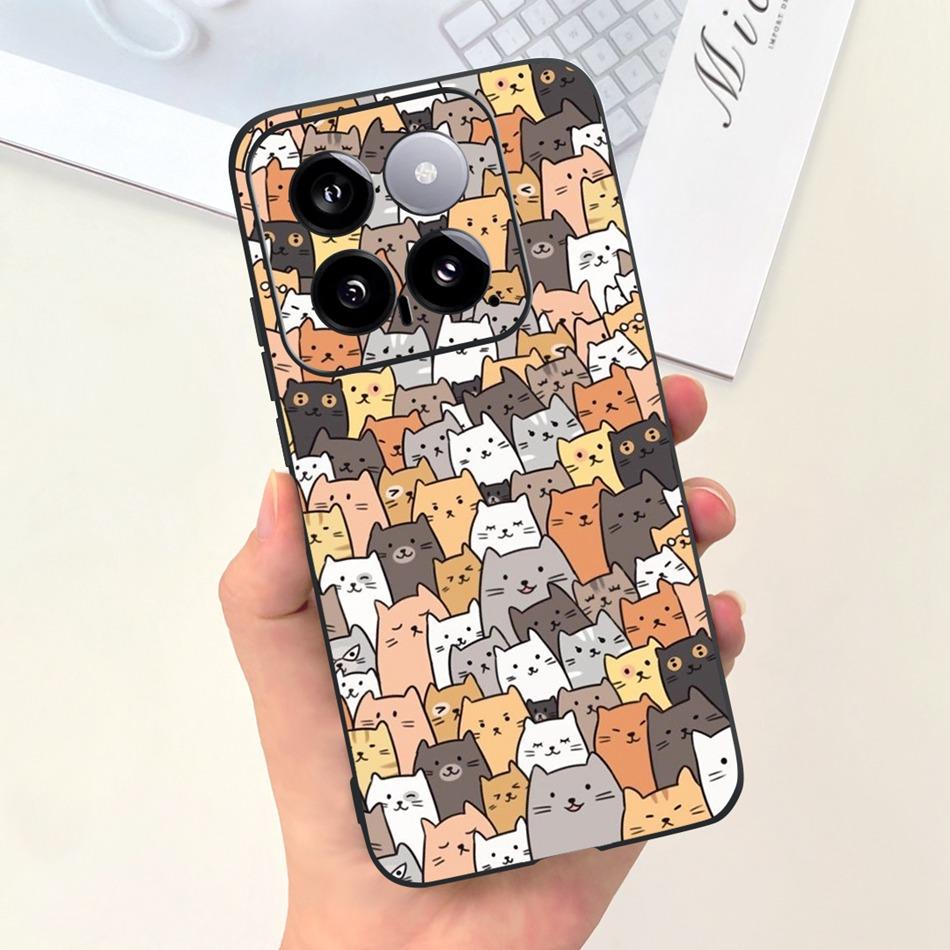 For Xiaomi 14 Phone Case Xiaomi Mi 14 5G Mi14 2024 Cute Cat Cartoon Jelly Silicon Soft Protective Back Cover