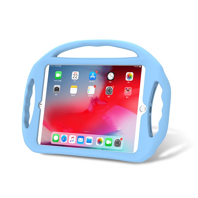 iPad 7/8/9 10.2 Silicone Protective Case with Stand and Three Handles - Drop-Proof Tablet Shell