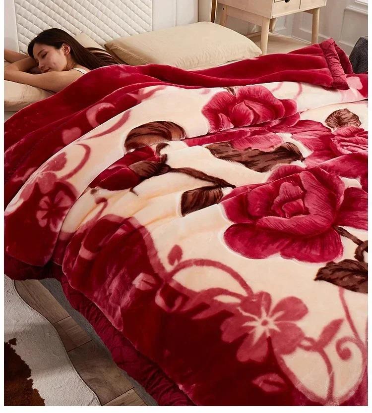 Flannel Blanket Double-deck Washable Quilt Siesta Keep Warm Double Person Thick Winter Soft Comfortable Plush Bed Sheet
