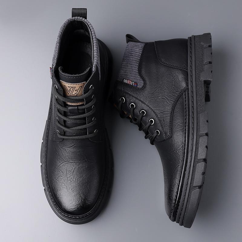 Mode Winter Leder Samt Warme Schneestiefel für Herren Designer Erhöhen Herren Plateau Schuhe Mode Lässig Weichsohlige Herren Stiefeletten