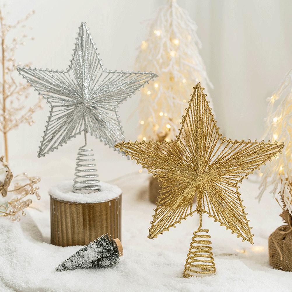 Feestelijke Kerstboomster met Glitters Metaalontwerp voor Feestdecoratie Biedt een Sprankelende en Elegante Look