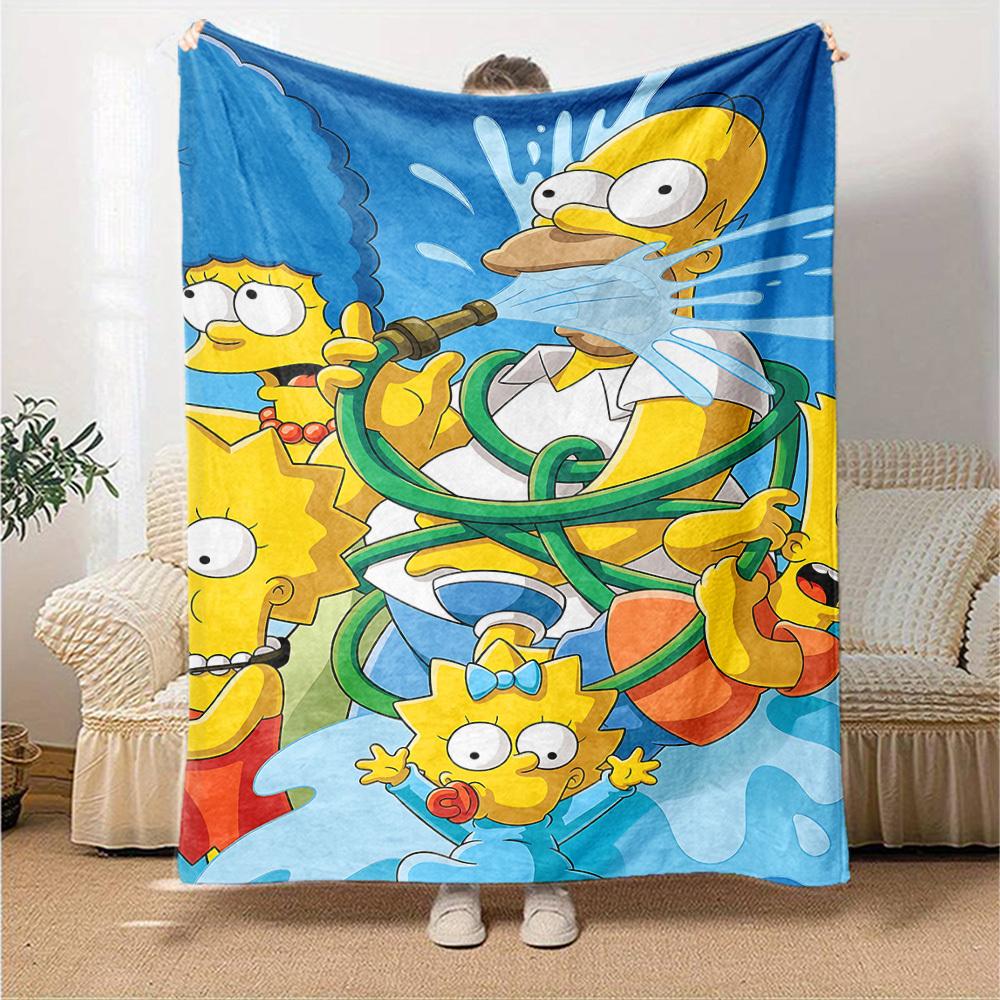 1pc Homer Lisa Flannel Blanket Soft Cozy All-Season Throw for Bedroom, Sofa, Camping, Travel, Home Decor1102