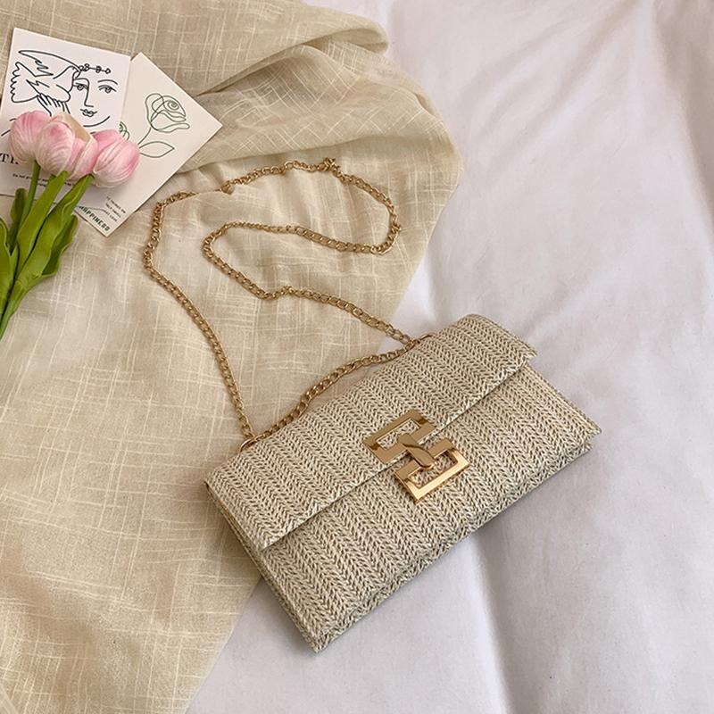 Damen Handtasche Mobile Geldbörse Sommer Strand Böhmischer Stil Handtasche Gewebte Kette Crossbody Schultertasche für Mädchen