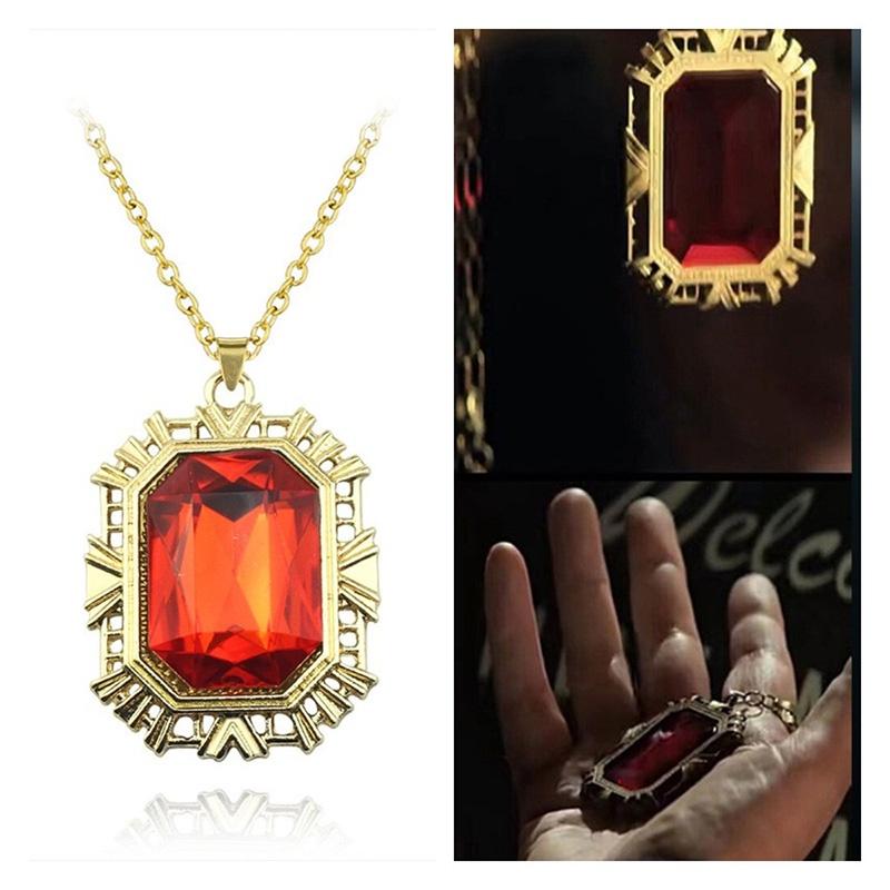 Same The Sandman Ruby Necklace Square Pendant Cos Props Birthday Christmas Gift