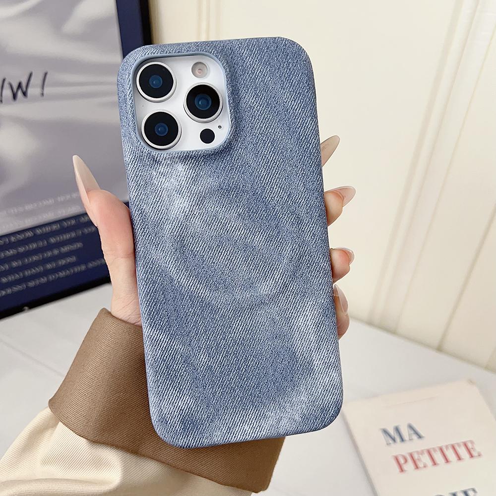 

Denim Textured Magnetic Phone Case for iPhone 12 13 14 15 16 17 Pro Max Air 16pro Charging Ultra Thin For MagSafe Cover iPhone 16 Plus