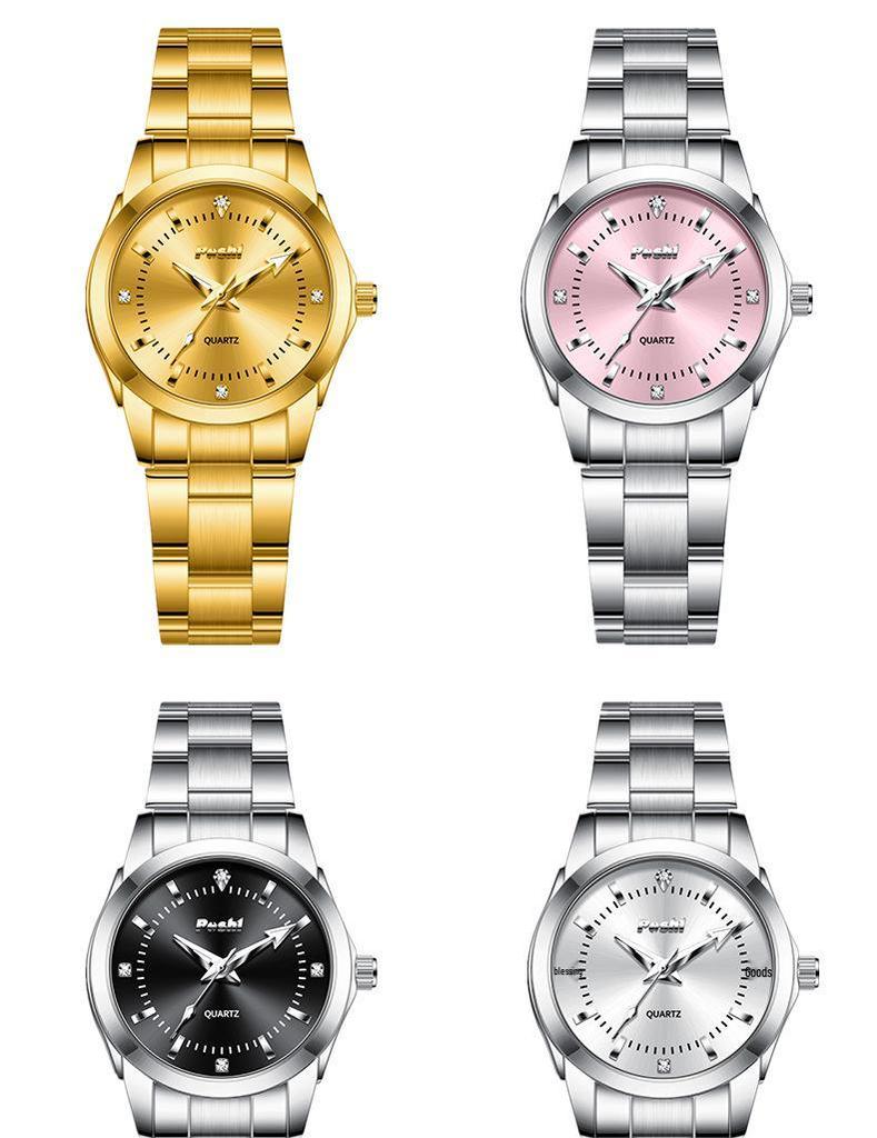 Waterdicht Mode Roestvrij Staal Dames Luminous Kwarts Horloge met Eenvoudige Band