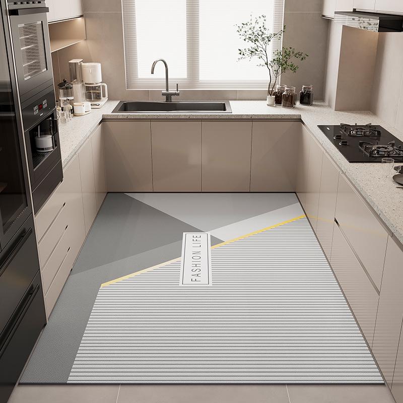 Geometric Diatom Mud Kitchen Floor Mat - Water-Absorbent, Quick-Drying, Stain & Wear Resistant