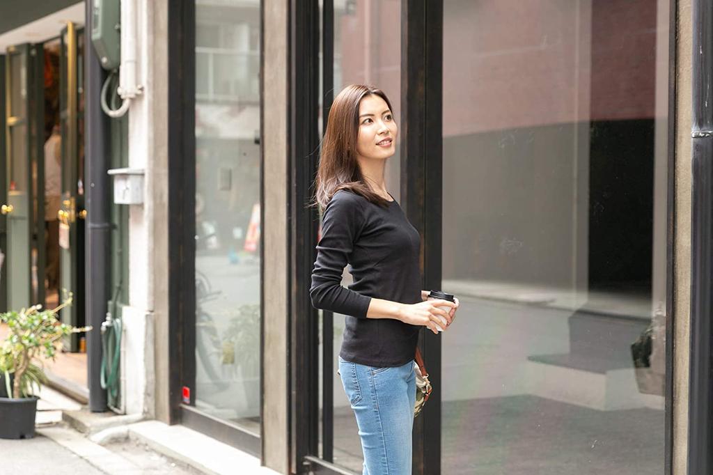 Aspersio Long Sleeve Made with French Available In or Boat Cute and Oversized Oversized Perfect for Everyday Black Kuro Women's T-Shirt, Ribbon,