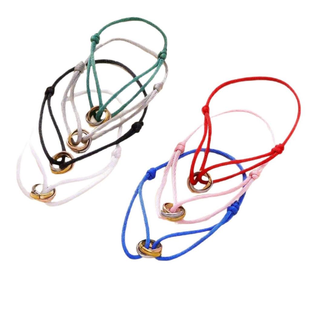 Zodiac Red Rope Titanium Bracelet - Adjustable Three-Ring Couple Style, Valentine's Day Gift