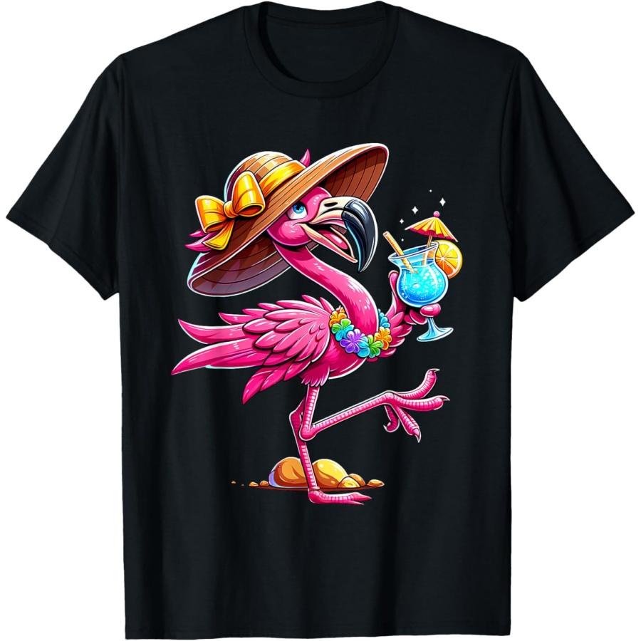 Смешная фламинго гавайская летняя тропическая луау женская детская футболка S