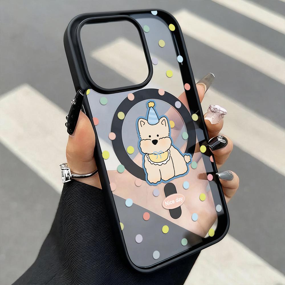 Cute Puppy Cartoon Dog Magnetic Phone Case For iPhone 17 Pro Case iPhone 16 13 11 12 14 15 Pro Max Matte Clear Shockproof Cover