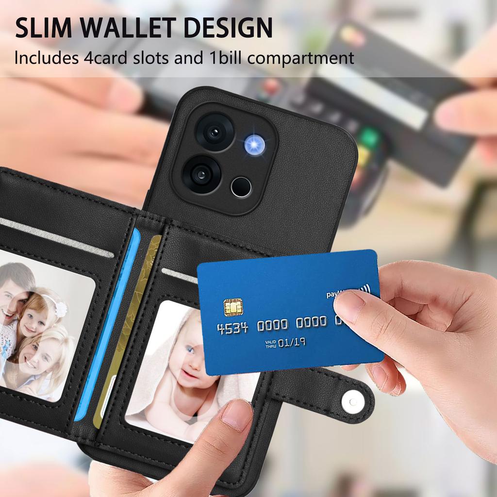 For OnePlus 13T 5G Case RFID Blocking Card Holder Kickstand TPU + PU Leather Phone Back Cover