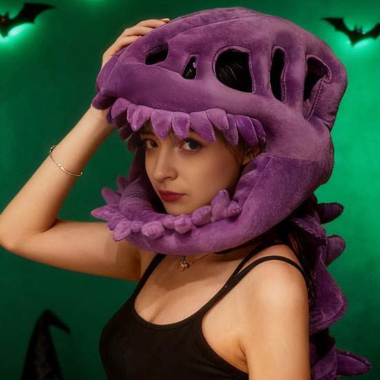 Dinosaur Skeleton Costume Set Realistic Plush Dino Outfit with Spine Detail Headband