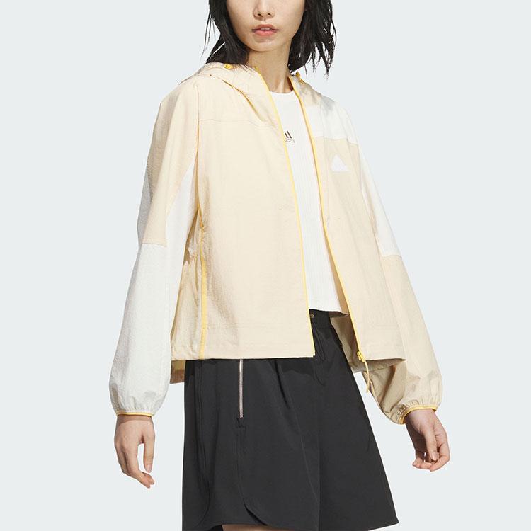 Adidas Lightweight Colourblock Jacket With Logo Print Women Jacket Sand-Brown JI9808