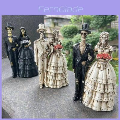 Classic Halloween Skeleton Couple Resin Figurine For Home Garden Decorative Display