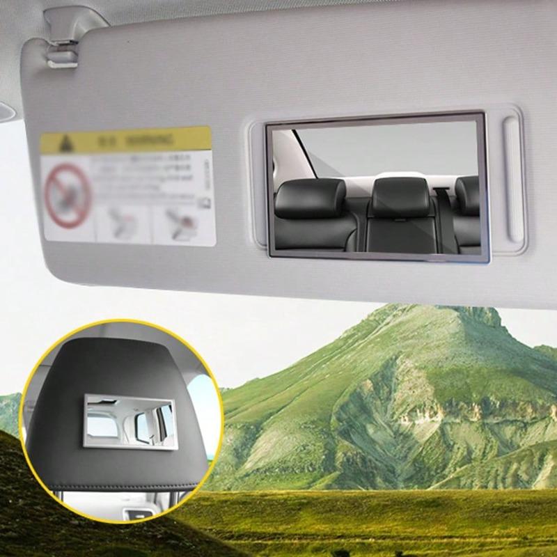 1pc Car Sun Visor Self-adhesive Stainless Steel Mirror