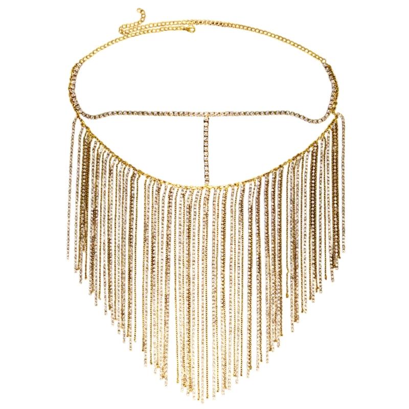 

Rhinestone Long Tassels Mask Handmade Crystal Sexy Mask Chain Fashionable Accessory for Cosplay and Theme Parties