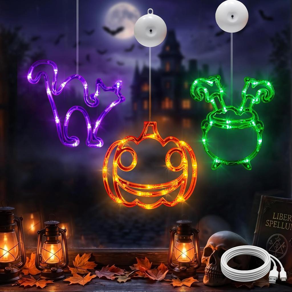 suddus Christmas Window Lights Decoration, Star, Bell & Tree Multicolor