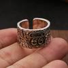 Unisex Vintage Punk Sterling Adjustable Ring With Route 66 Geometric Design