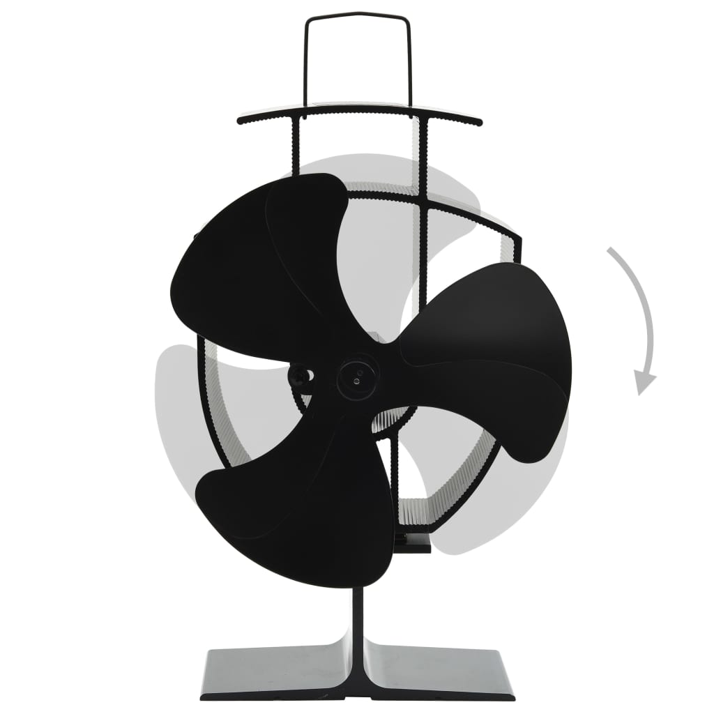 Ventola per stufa azionata dal calore 3 pale Nera