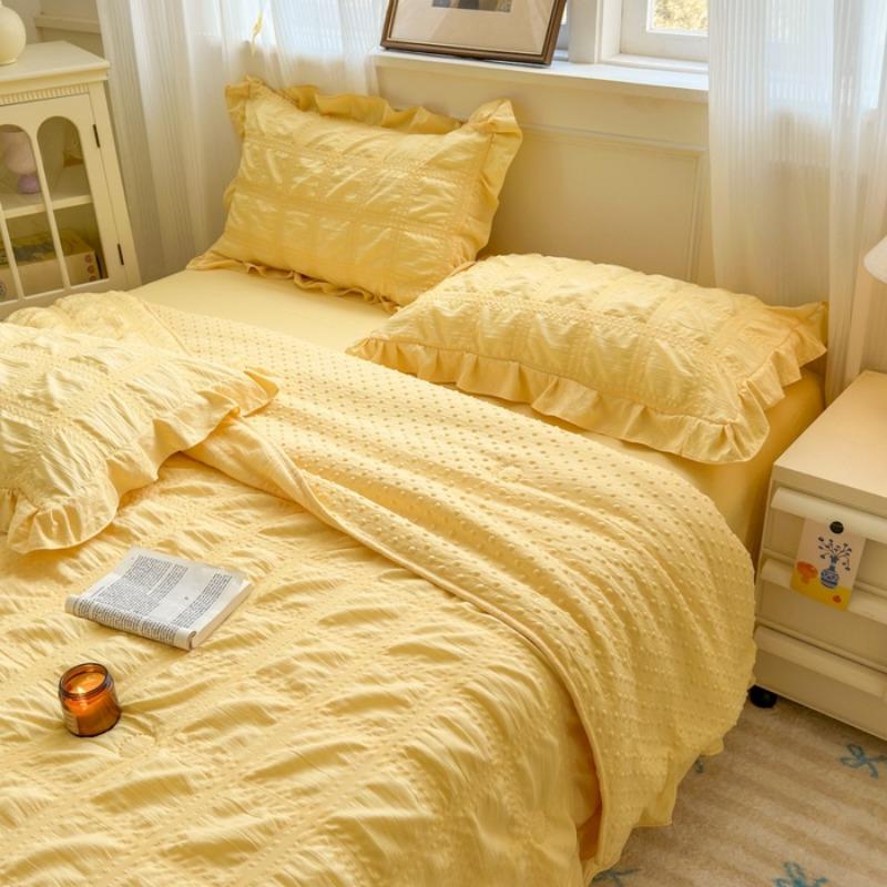 New Fashion Solid Color Lovely 7D Bean Korean Version Seersucker Single Summer Cool Quilt Breathable Home Quilt