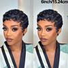 Women's Human Hair Pixie Cut Wig Full Machine Made - Short Layered Curly with Bangs, Natural Black 250% Density