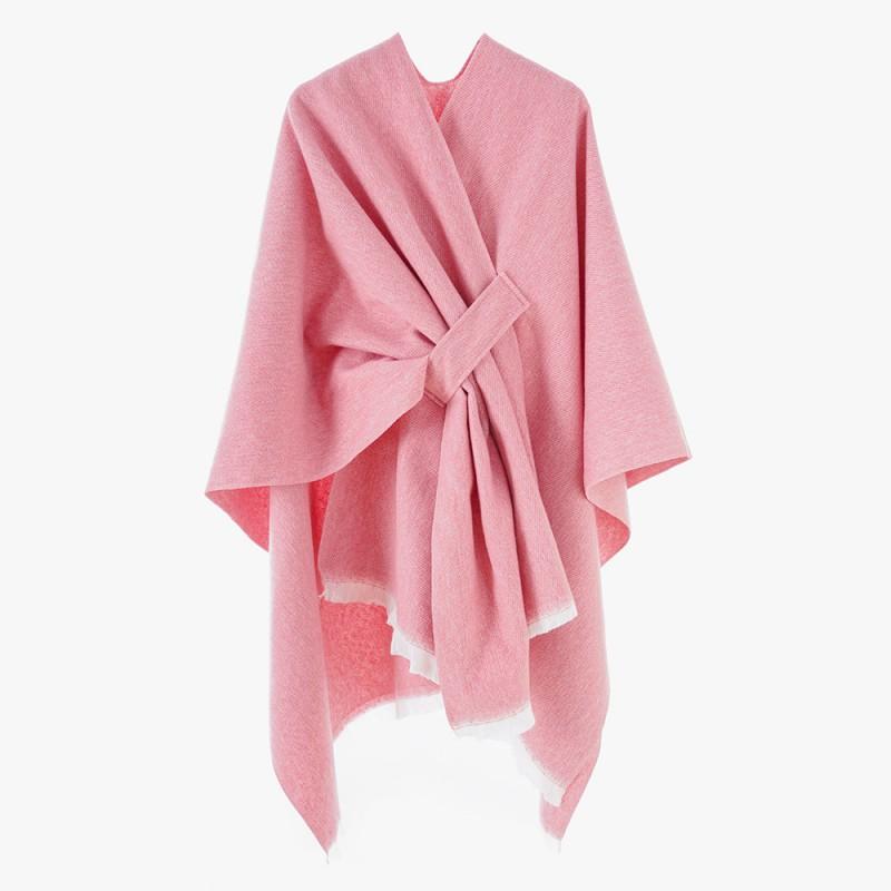 Solid Color Winter Knitted Shawl Wrap With Slit Hem Warm Lightweight Cape Women Men Street Style