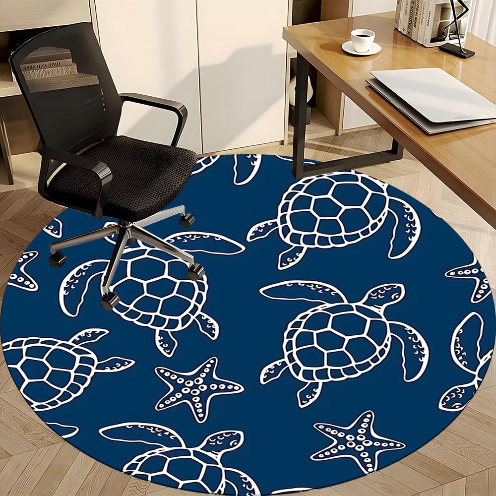 1PC Turtle, Starfish Chair Carpet for Office, Indoor Non-Slip Washable Carpet, Soft Comfortable Mat For Office Room Yy250930133