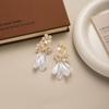 White Flower Faux Pearl Dangle Earrings for Women - Elegant Bridal Accessories