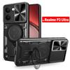 Ring Stand Funda for Realme P3 Ultra 5G Case Slide Camera Magnetic Holder Protection Phone Cover for Realme P3 Ultra Capa