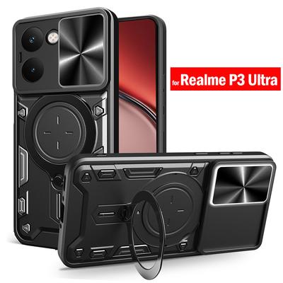 Ring Stand Funda for Realme P3 Ultra 5G Case Slide Camera Magnetic Holder Protection Phone Cover for Realme P3 Ultra Capa