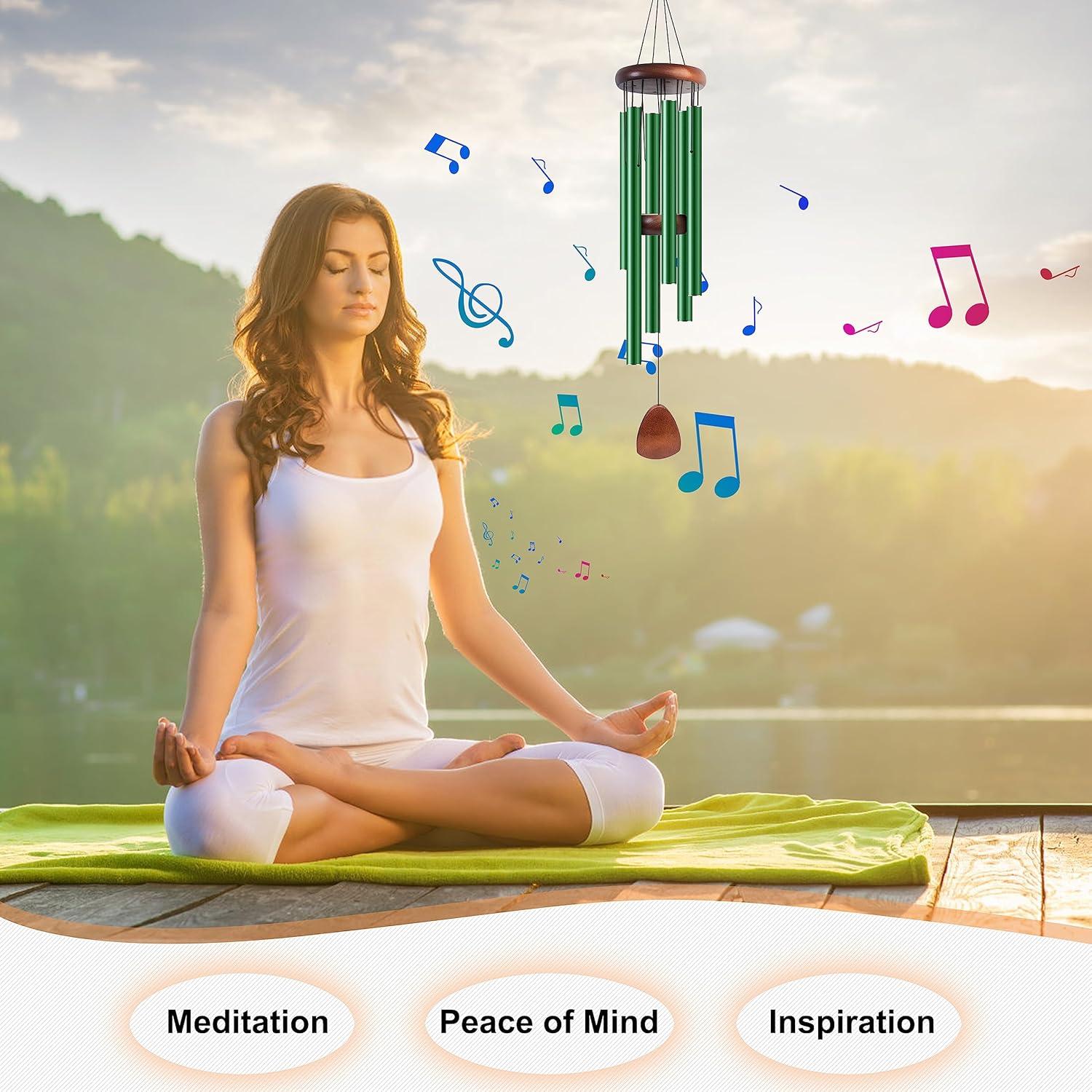 LiHang Outdoor Memorial Wind Chimes Garden Personalized Aluminum Tube Decorative Modern Supplies Weather Resistant зелёный