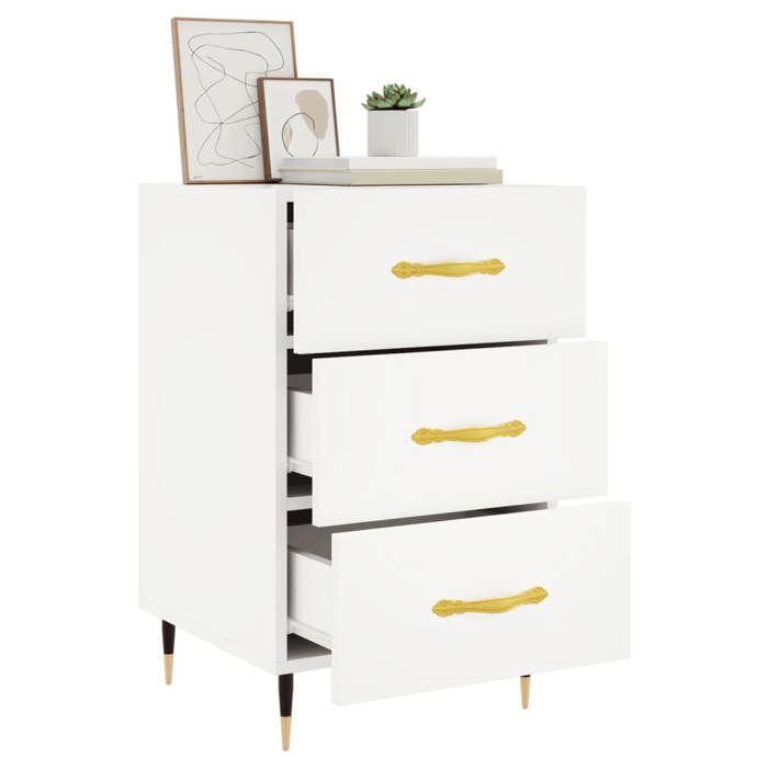 Exclusive House - White Bedside Table 40x40x66 Cm Engineered Wood