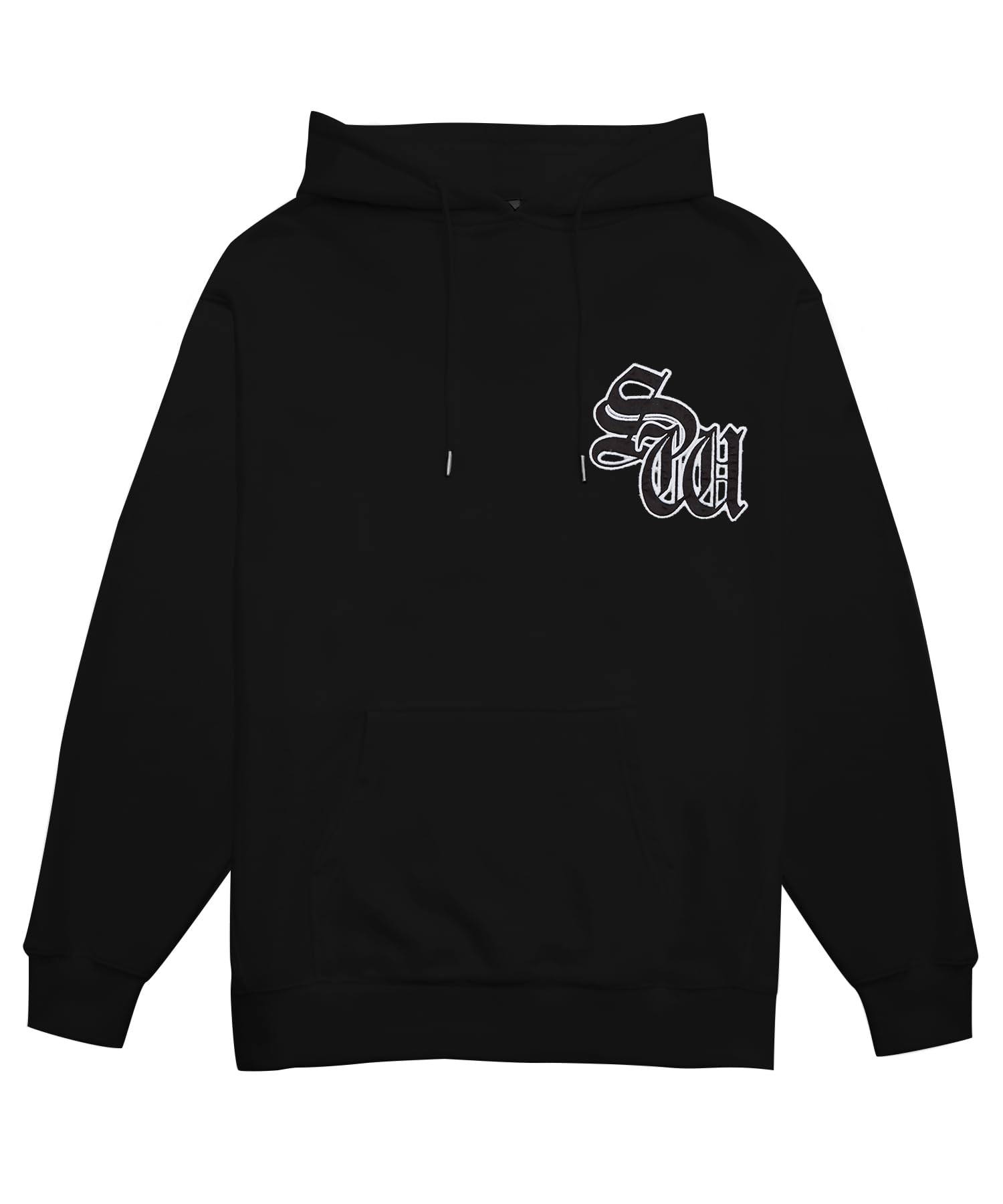 

IMPROVES SIDEWAY STANCE Men s Pullover Hoodie with Black Letter Satin Patch and Fleece Lining, 70207, Black