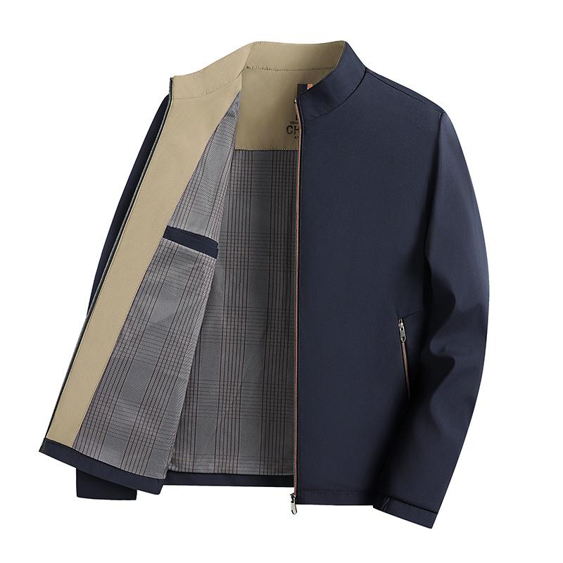 New Spring and Autumn Middle and Old Men's Jacket Stand-Up Neck Jacket-0-Year-Old Dad Thin Loose Top