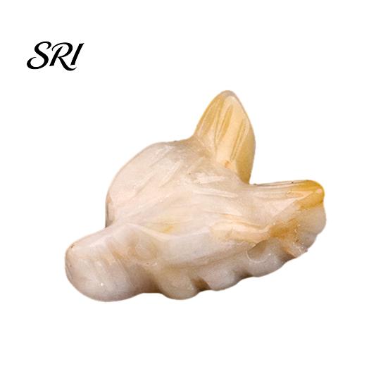 Ornamento de Pedra com Cabeça de Lobo de Ametista Escultura de Paisagem em Miniatura Textura de Cristal Contas DIY Feitas à Mão e Design Polido Decorativo para Pulseiras