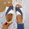 Women's Color Blocking Slope Heel High Heel Sandals, Casual Open Toe Thick Bottom Shoes, Comfortable Ankle Strap Sandals