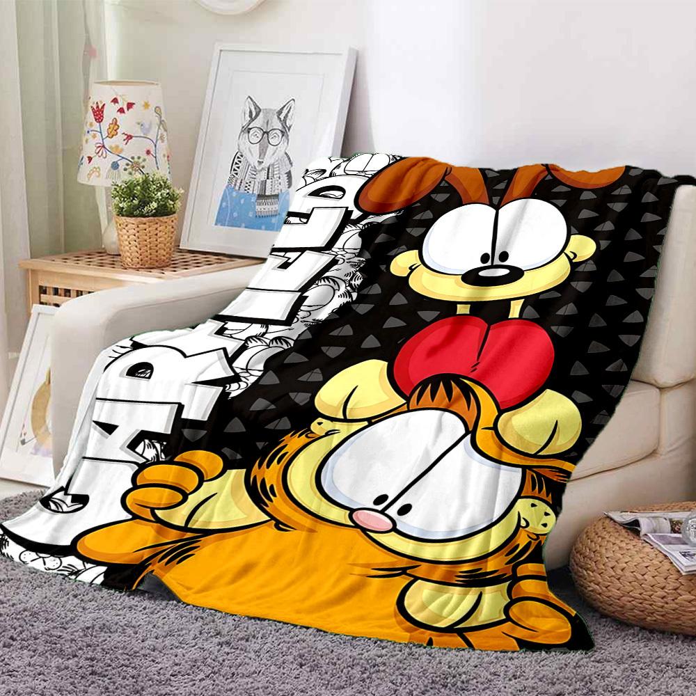 1ks Garfield Přátelé Flanelovádeka HD Potisk Lehká Měkká Teplá Celoroční Deka na Pohovku, Postel, Cestování, Kempování Lze Prát v Pračce