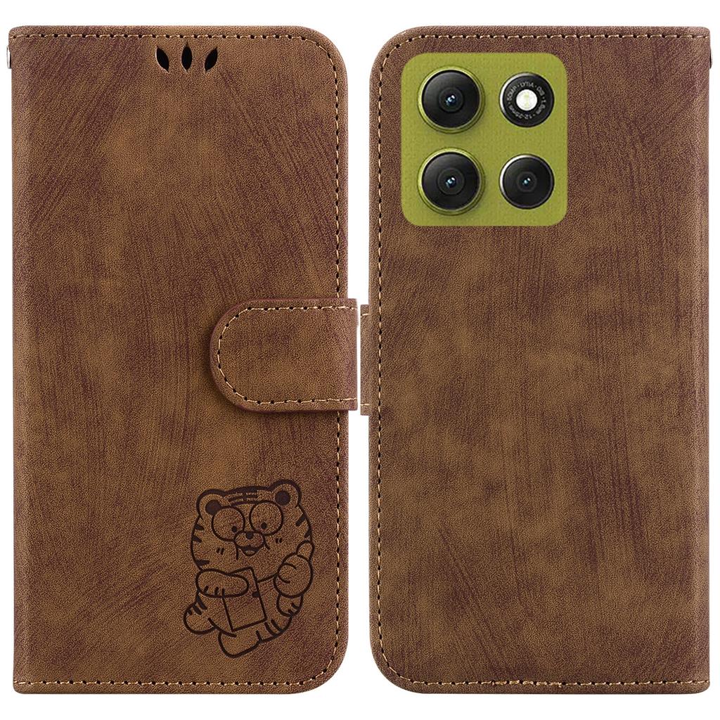 For Motorola Moto G86 5G Wallet Case Tiger Imprint Leather Shockproof Phone Cover with Wrist Strap