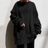 Damenmode Lässig Rundhals Locker Langarm Einfarbig Langes Sweatshirt