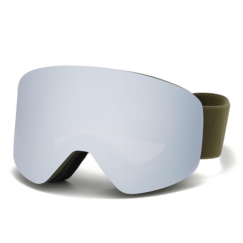 Magnetic ski goggles with cylindrical double-layer anti-fog protection for children and adults, large spherical ski goggles compatible with