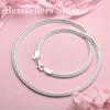 Charmant Collier Chaîne Tressée Classique Simple en Argent Sterling 925 pour Hommes Femmes Mode Fête Mariage Bijoux