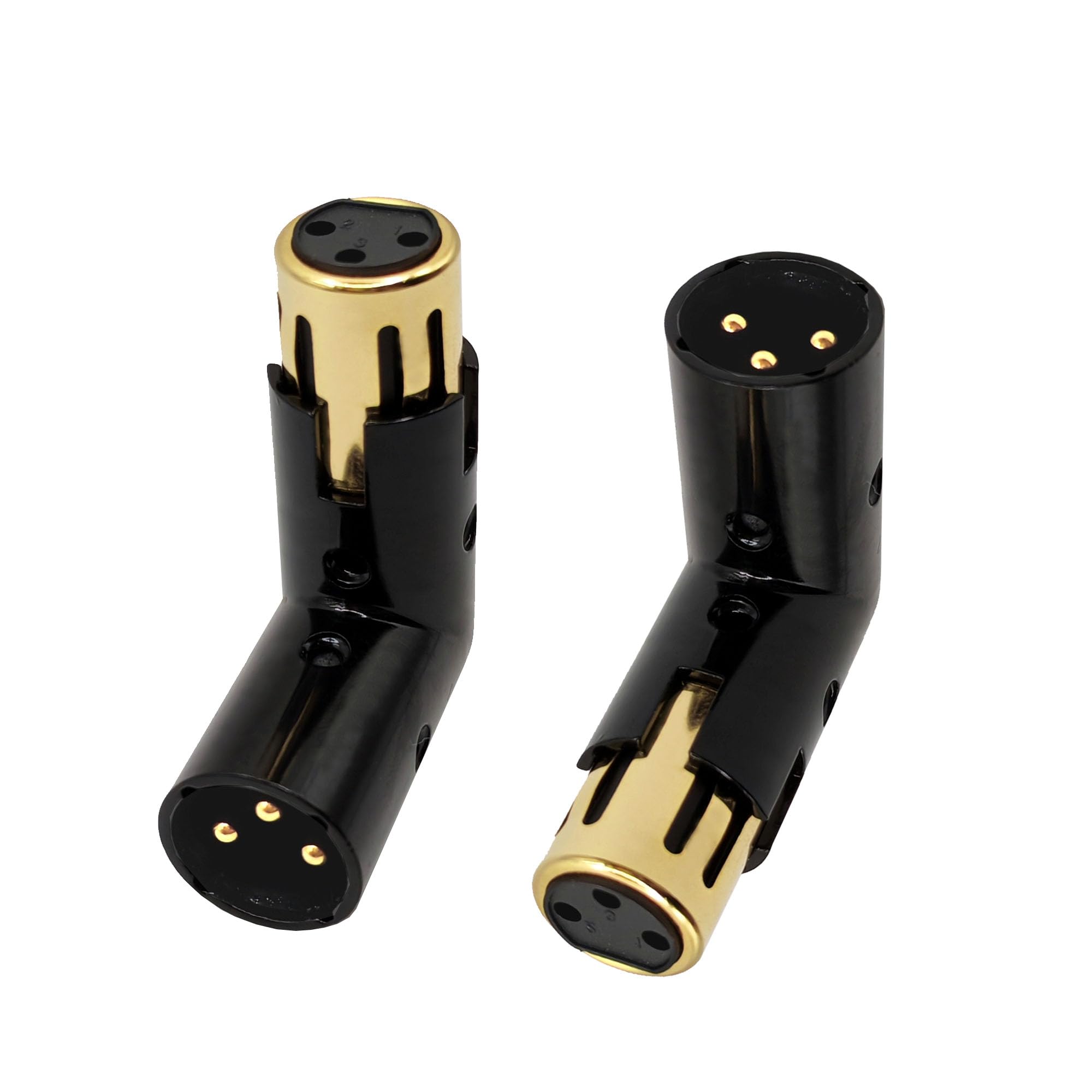 

Voluty Tek XLR Right Angle Adjustable XLR for Audio Cables and PA Male-to-Female Adapter, 3-Pin 90-Degree Connector, Systems, 2-Pack