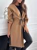2024 Hooded Lace-up Long Sleeve Women's Casual Coat for Autumn and Winter