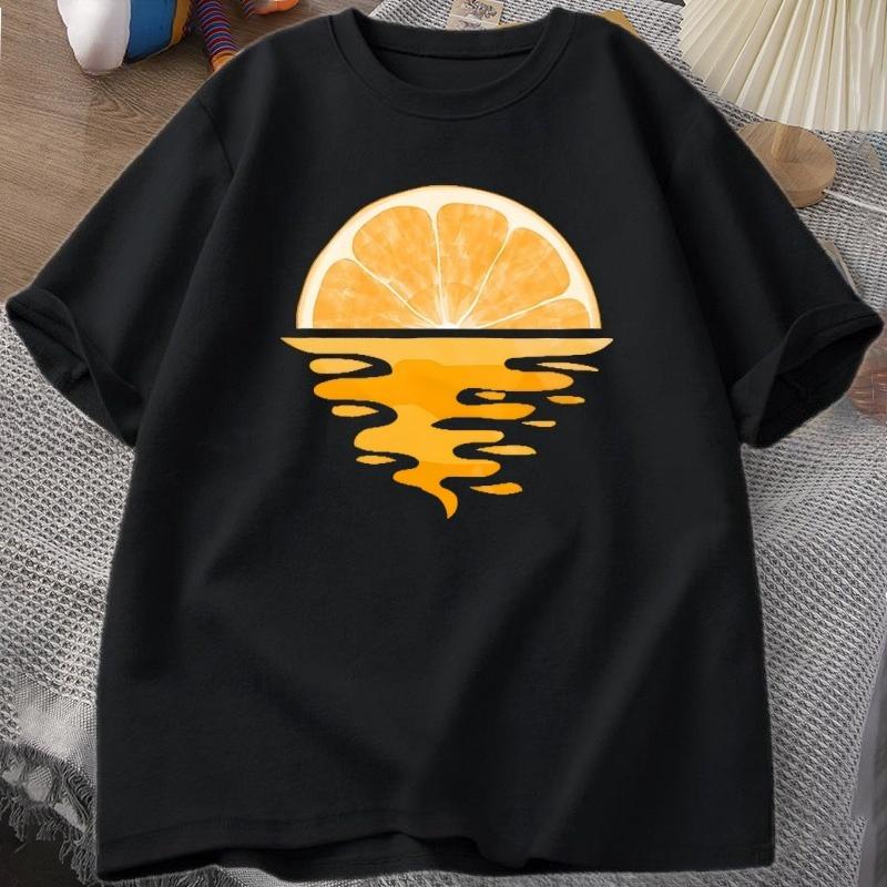 Orange Fruit T Shirt Fruit Lover Party Tee Shirt Casual Unisex WOMEN Cotton Short Sleeve Unisexs Designer Clothes Streetwear Tees Tops