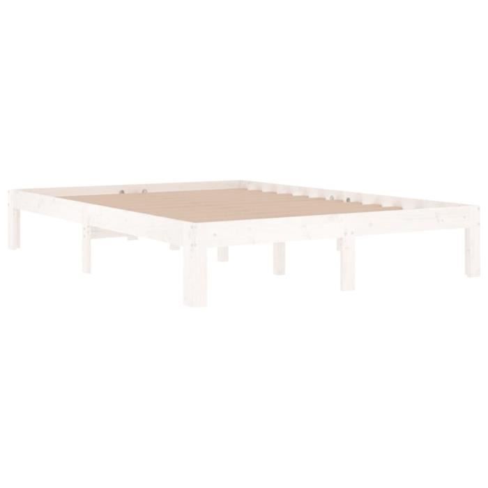 VidaXL Cadre de lit Blanc Bois massif 135x190 cm Double 810341