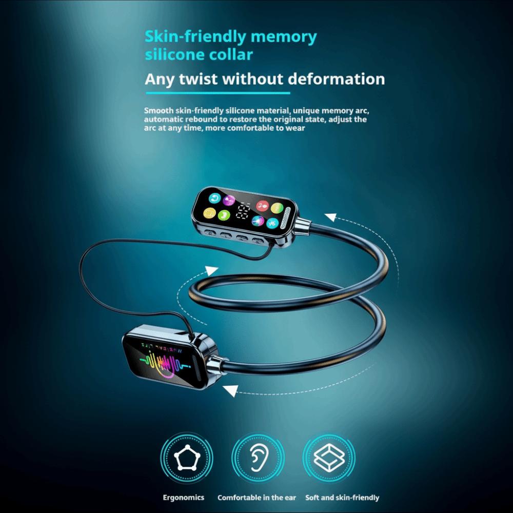 HiFi Sound Bluetooth Earphones LED Display Noise Reduction Earbuds Neckband Headsets Travel