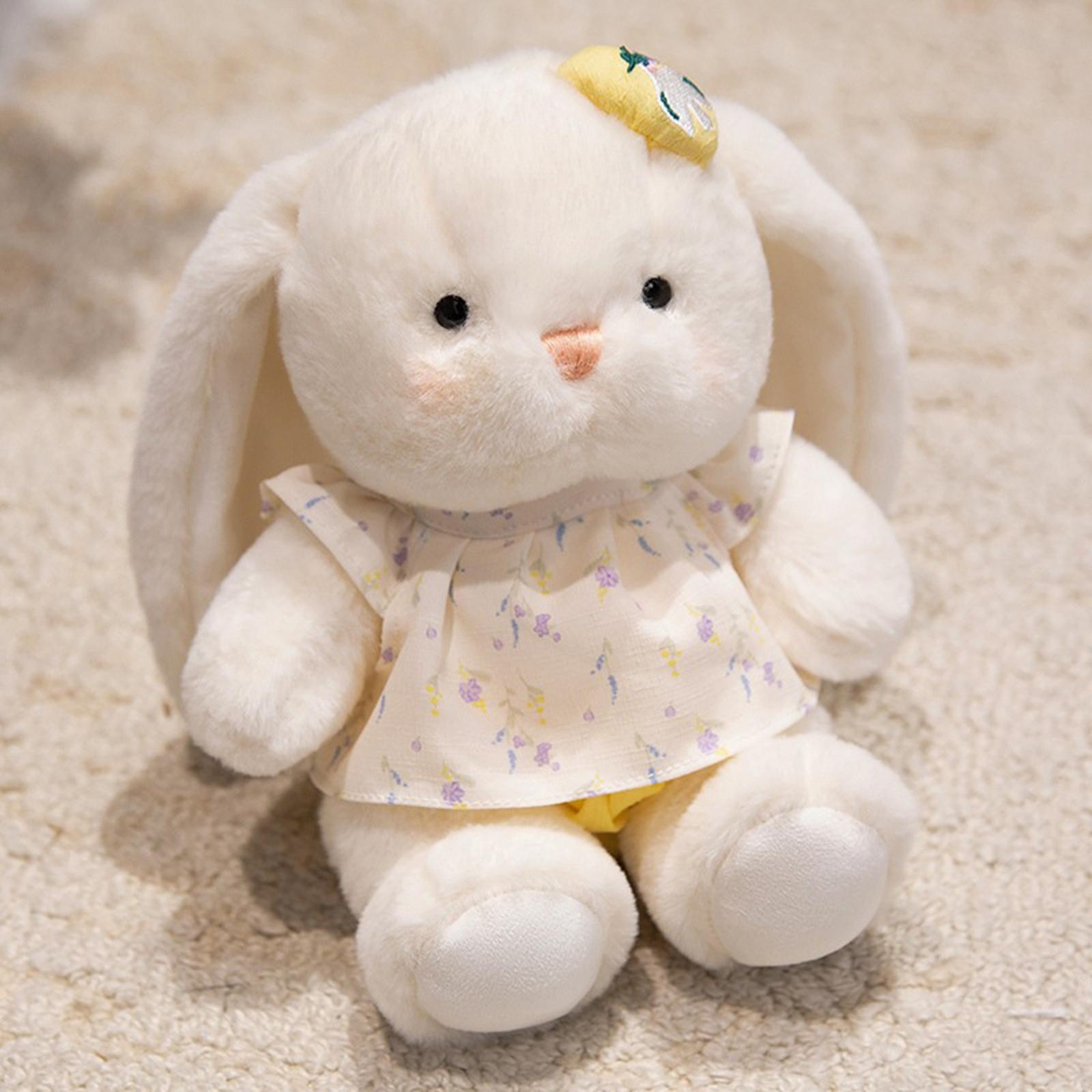 

Plush Bunny Stuffed Animal Soft Toy with Dress and Bonnet 20cm Size Suitable for Kids and Collectors High Quality Materials One Size